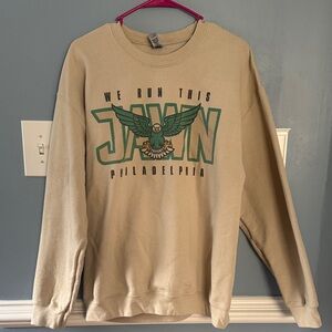 Gildan Tan Philadelphia Eagles Jawn Sweatshirt